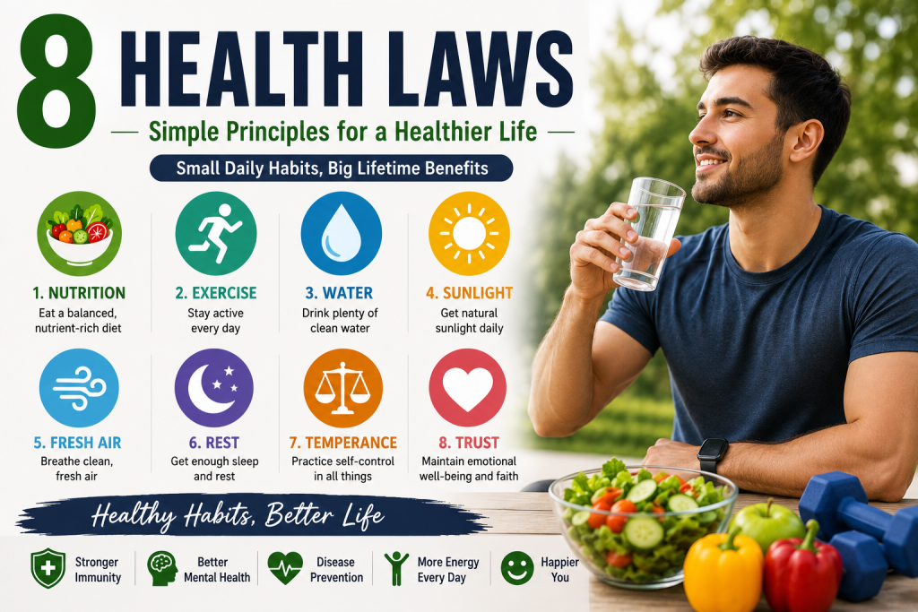 8 Health Laws, A Simple Guide to Living a Healthier and Happier Life