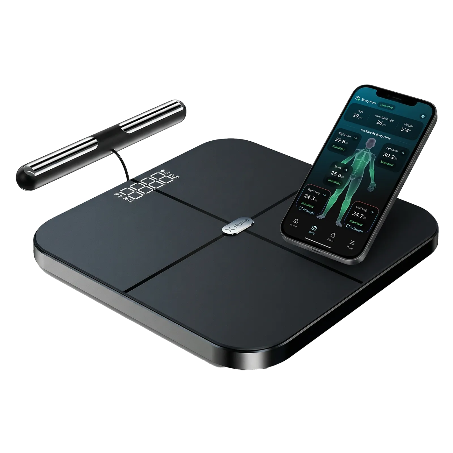 Smart body composition scale with handle and phone app