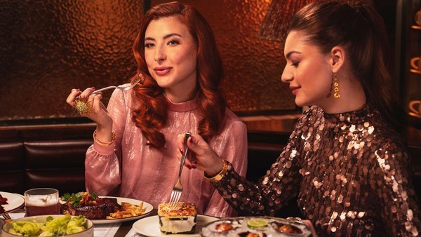 Two women sharing a meal at a Las Vegas restaurant