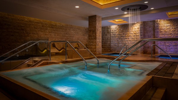 Warm plunge pool and steam area at the Qua Baths and Spa at Caesars Palace