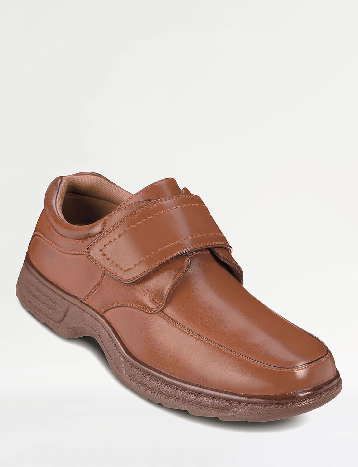 Tan leather touch fastening shoe