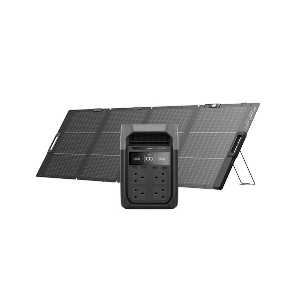 EcoFlow DELTA 3 power station with a folding 220W portable solar panel