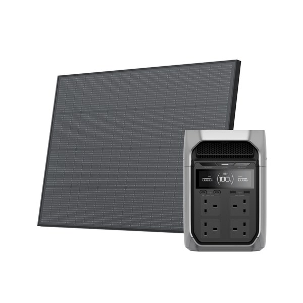 EcoFlow DELTA 3 Series with a rigid solar panel in a solar generator bundle