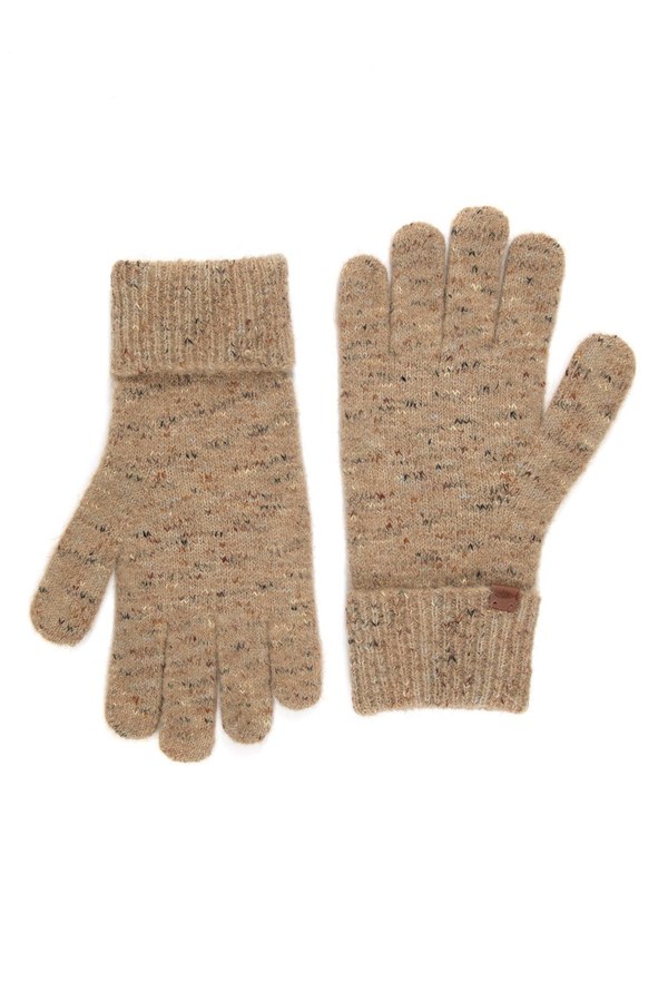 Weird Fish Henning nep yarn knitted gloves in stone